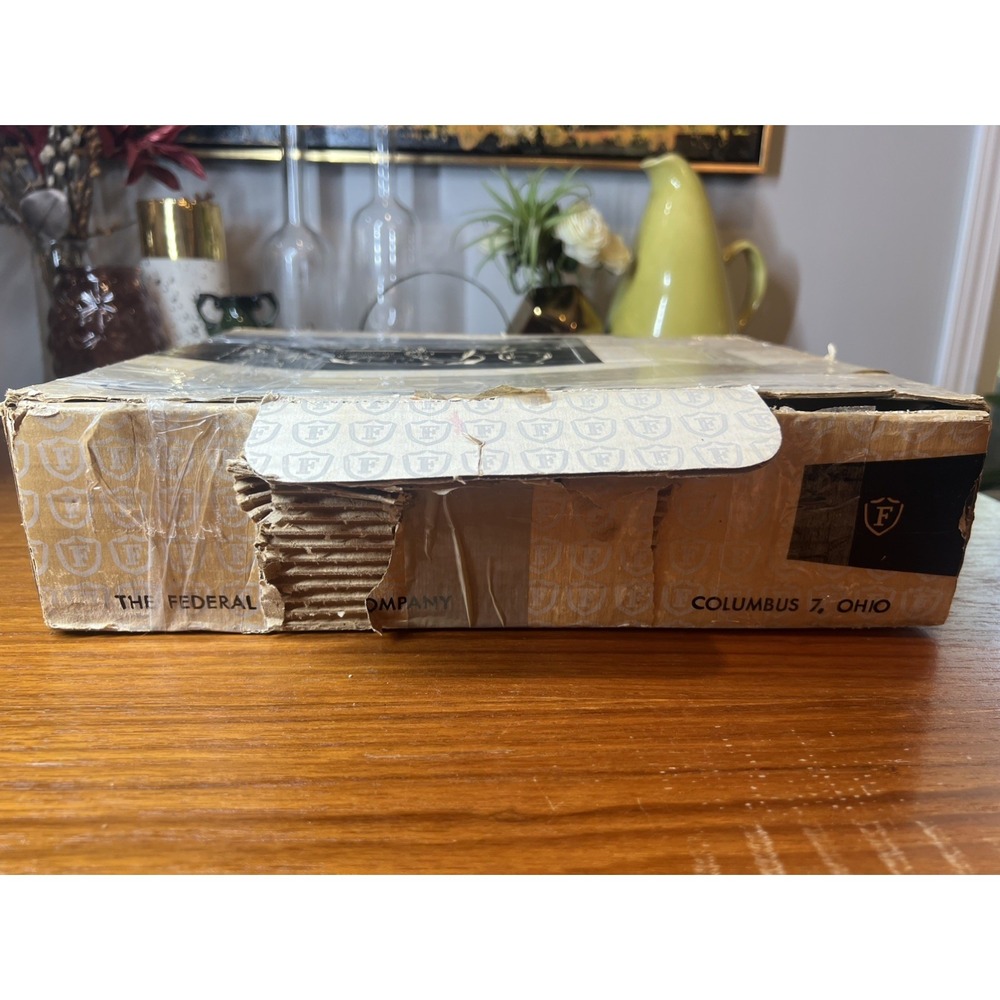 Vintage Federal Glass Company Homestead Snack Set 12 Piece Set - NEW/Old Stock - Picture 5 of 9